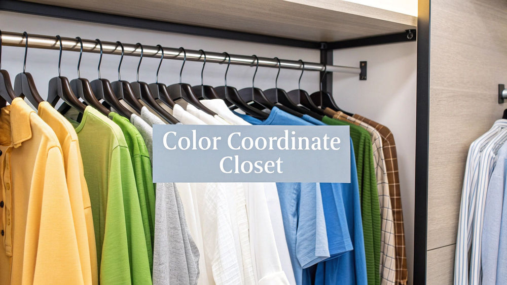Sorting Clothes By Color In Closet