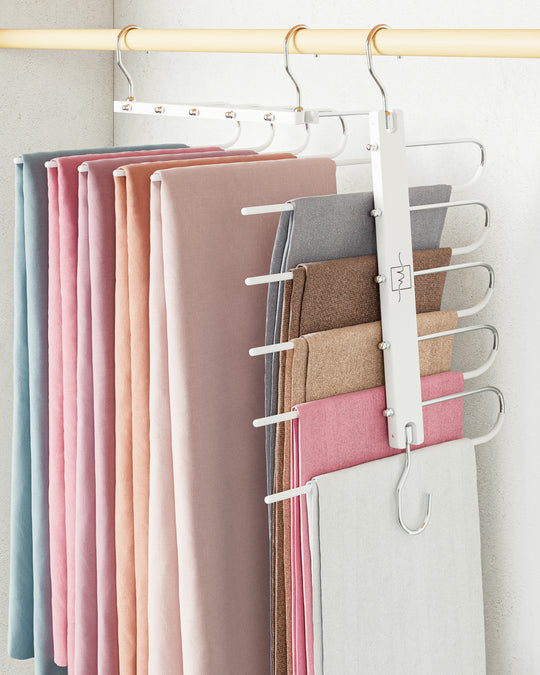 SEVEN LUCKY LIGHT Pants Hangers – Space Saving Cloud Ladder Design, 2 Pack For 12+ Pants