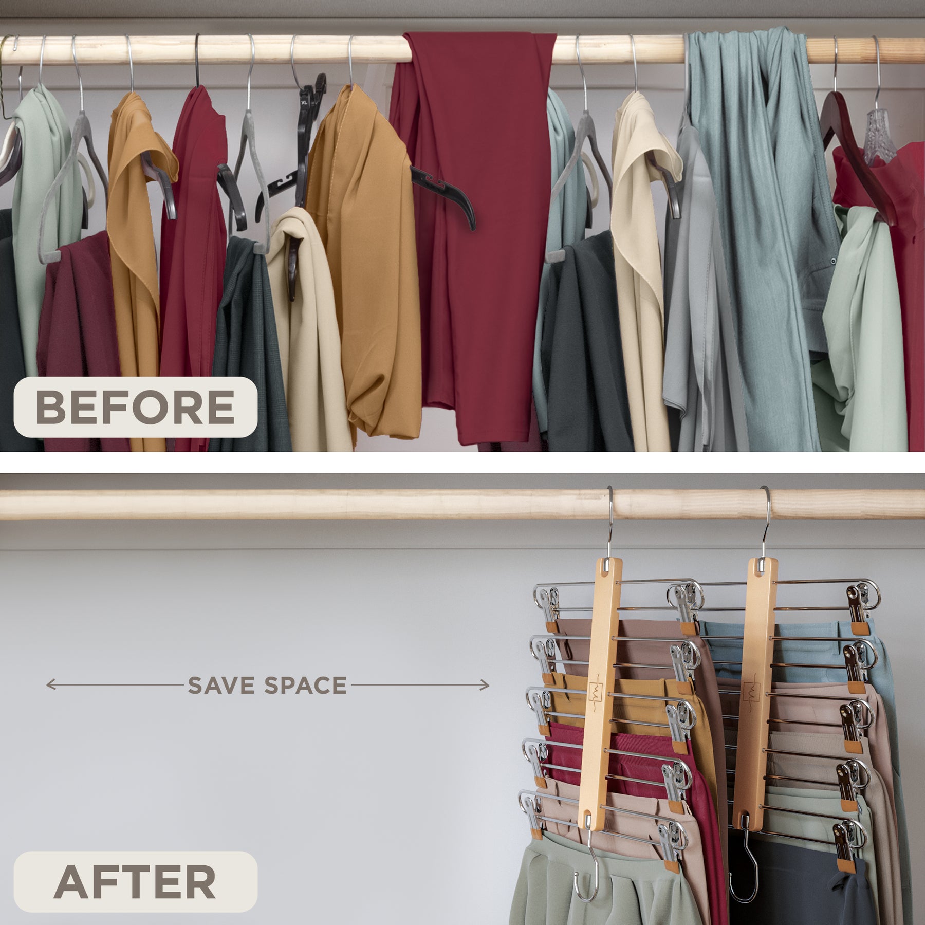 2 Pack MORALVE Pants Hangers Space Saving Hangers for Closet Organizer