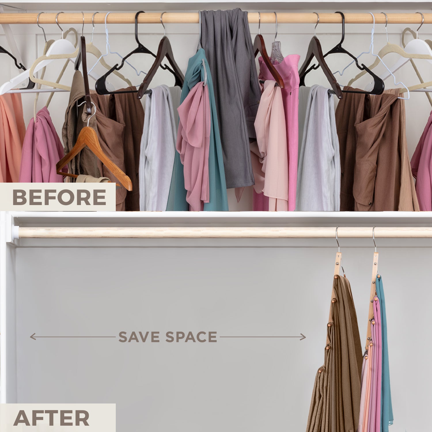 MORALVE Space Saving Hangers for closet Organizer - 4 Pack Wood Shirt  Organizer for closet Space Saver Hangers for clothes - clo