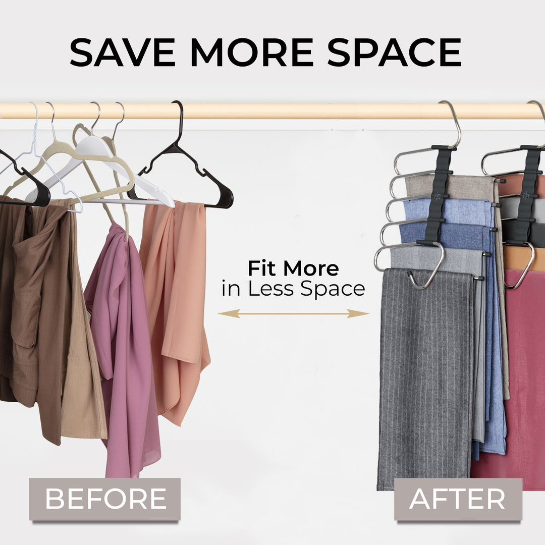 Komost 9-Layer Stainless Steel Pant Hanger - Space Saving Closet Organizer For Pants & Jeans